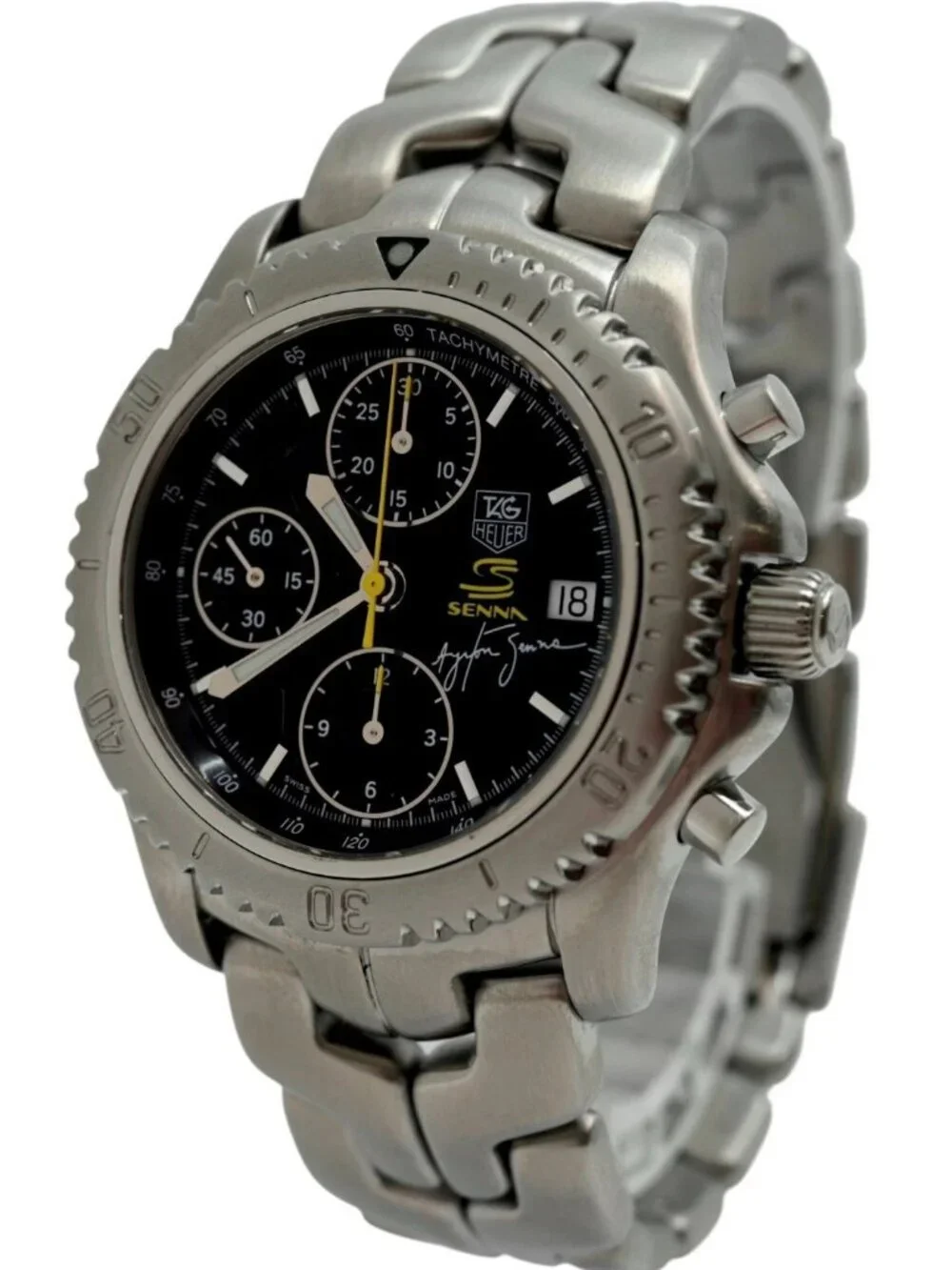 Tag Heuer 42mm Men's Link Limited Edition Aryton Senna Black Watch! Ref: CT2115!